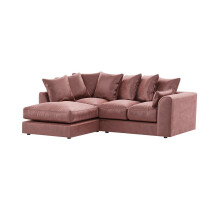 (Pink, Left Hand Facing) Brooklyn Plush Velvet Fibre Corner Sofa 8 Colours