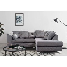 (Grey, Right Hand Facing) Victoria Plush Velvet 4 Seater Corner Sofa