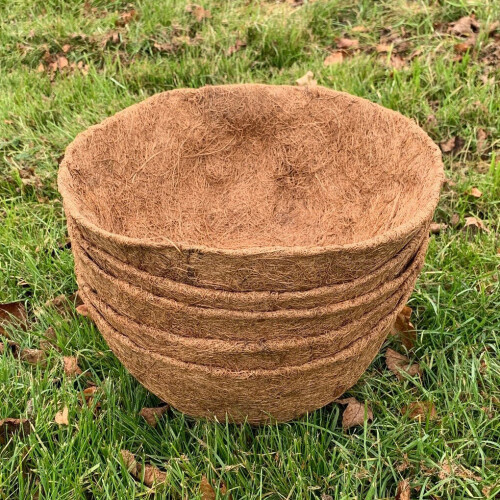 Selections Pack of 5 Round Coco Hanging Basket Planter Liner (30cm) 1