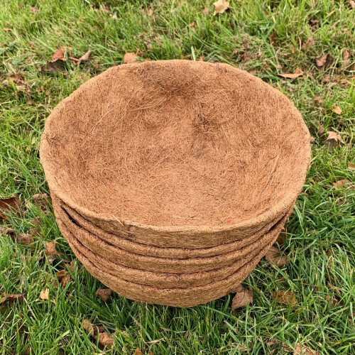 Selections Pack of 5 Round Coco Hanging Basket Planter Liner (30cm) 2