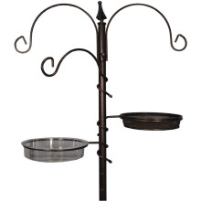 Metal Bird Feeding Station with Mealworm Tray and Water Dish