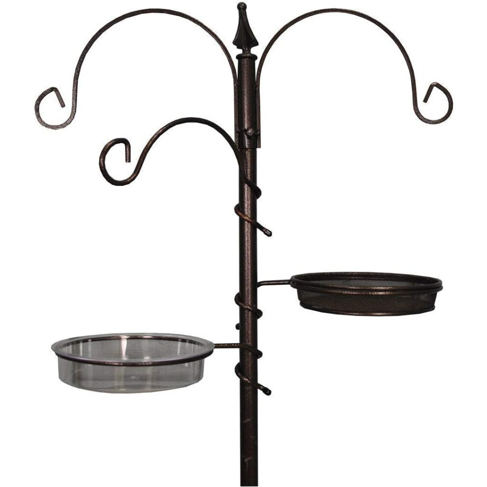 Selections Metal Bird Feeding Station With Mealworm Tray And Water Dish Bronze