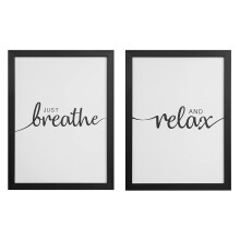 Widdop Modern Set of 2 Breath & Relax Quote Framed A3 Canvas Print