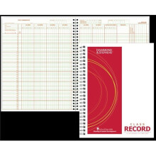 Hammond & Stephens 1473653 0633 P Wire-O Bound Class Record Book, 8.5 x 11 in., 40 Students, 8 Subjects, 0.9 Week, Green & Red