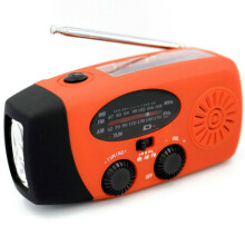(ORANGE) 2in1 Portable Wind Up Solar USB Rechargeable Hand Crank AM FM Radio Light Torch