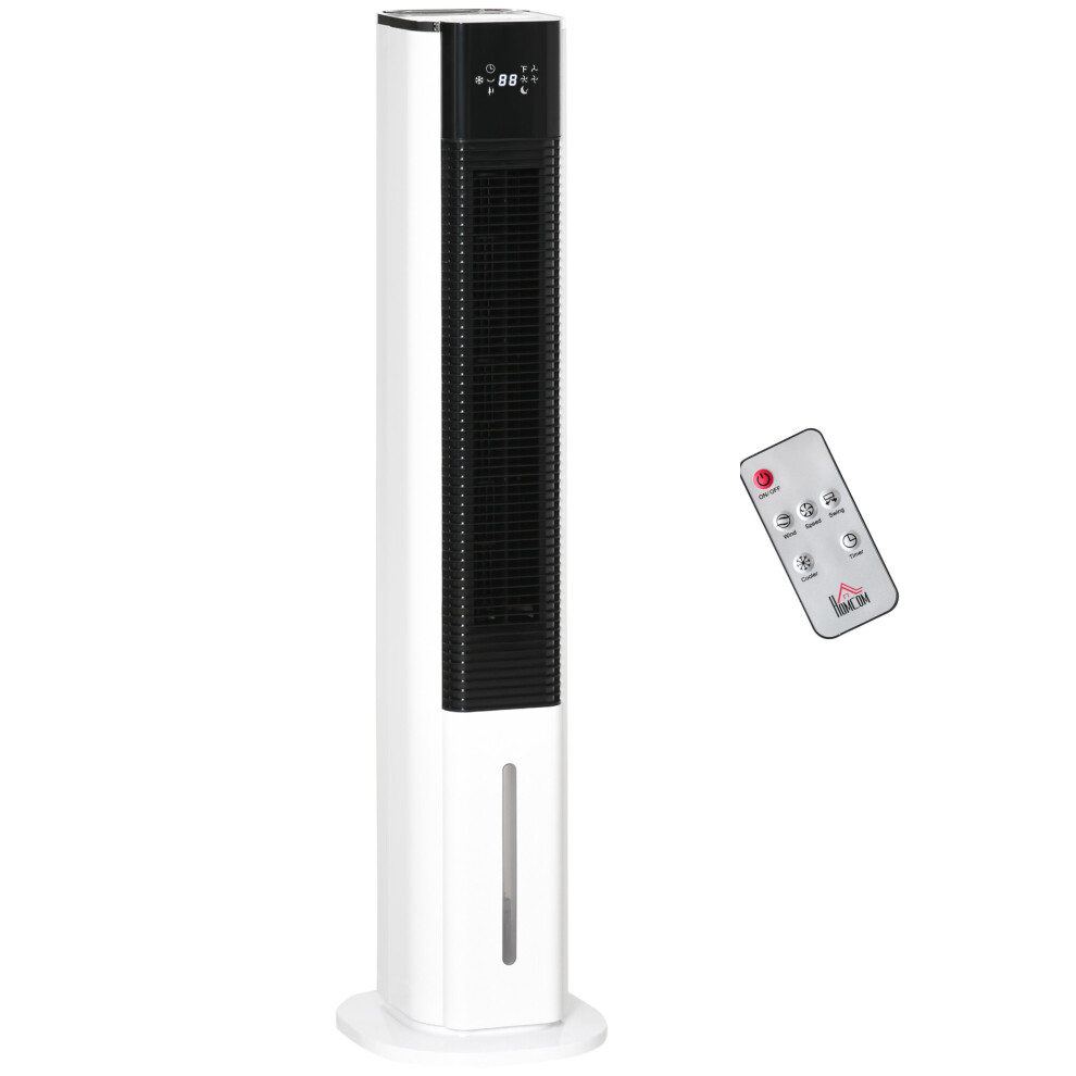 HOMCOM Quiet Air Cooler Humidifier Evaporative Ice Cooling Fan White