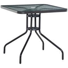 Outsunny Square Patio Table, Tempered Glass Top Garden Dining Table