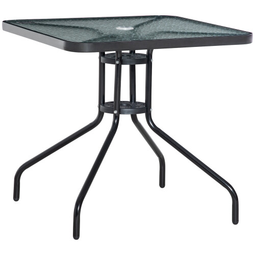 Outsunny Outsunny Square Patio Table, Tempered Glass Top Garden Dining Table