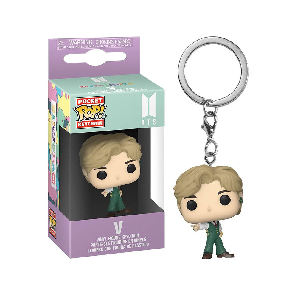 (V) Kpop BTS Tinytan Dynamite Funko Pop Keyring Jung Kook Jimin V Key Chain Figures