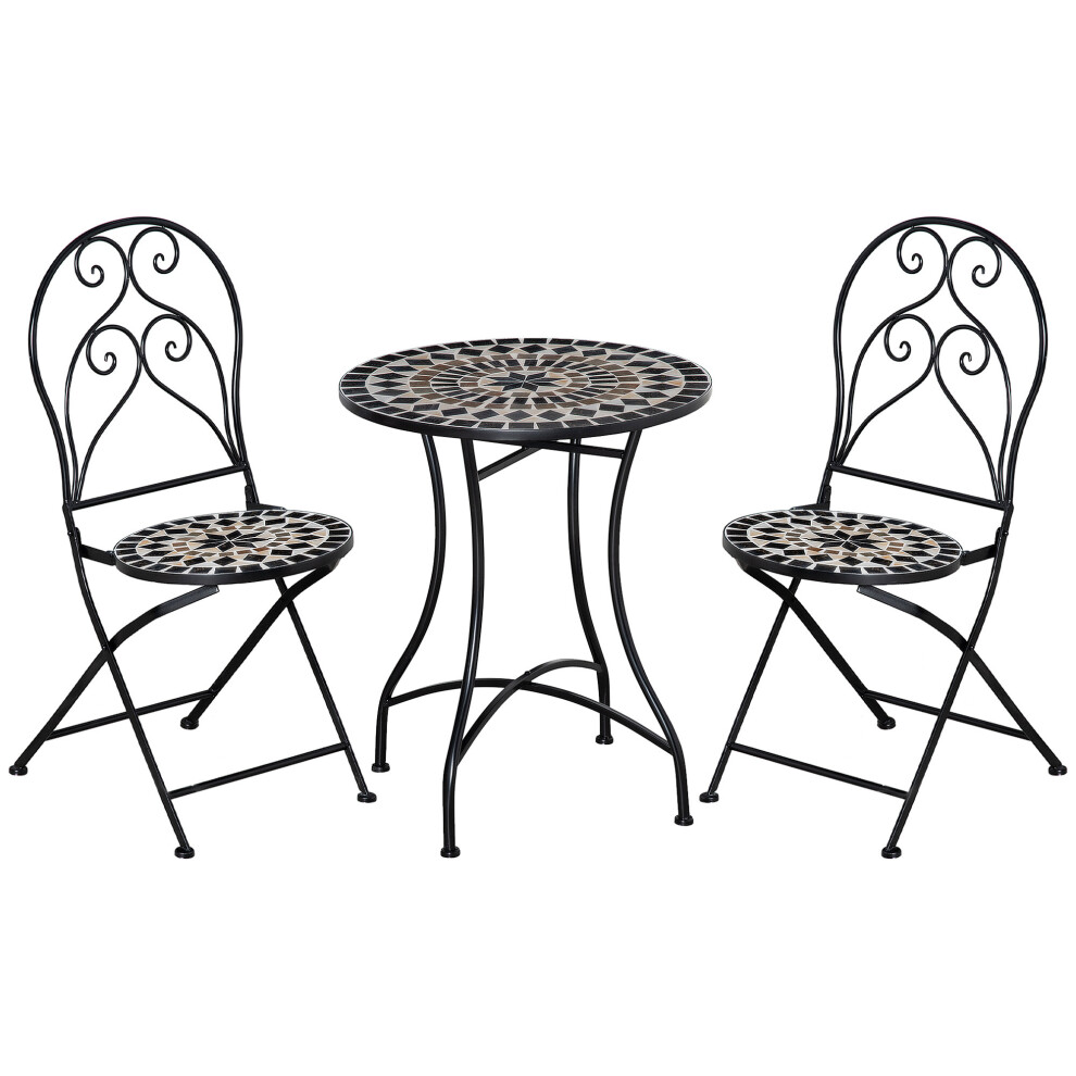 Outsunny 3 PCs Garden Bistro Set W/ Balcony Table and Chairs Metal