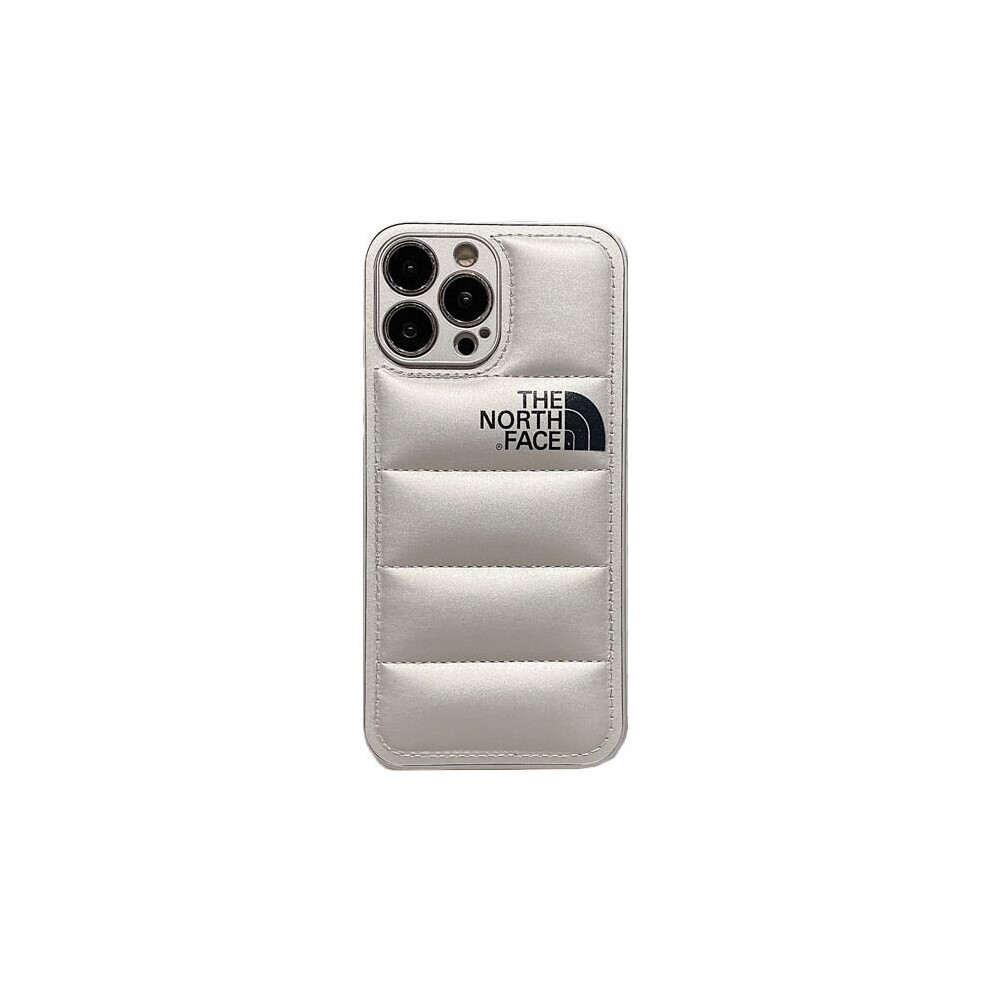 (Silver, iPhone 11) The North Face Winter Down Jacket Phone Cases For iPhone 11/12/13 Pro Max X XS