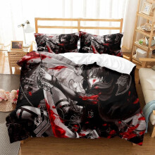 (Super King-260x220cm, A) Attack on Titan Bedding Kids Single Double 3D Duvet Cover Set