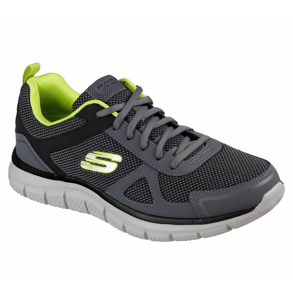 Skechers (8 Uk, Charcoal/Bright Lime) Mens Track Bucolo Leather Trainers Green