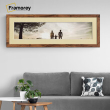 (Rustic Oak With Ivory Mount, 20x8" Pic (24x12" Frame)) Panoramic Size Rustic Oak Picture Frame Photo Frames With Multicolored Mounts Wall Hanging Frame