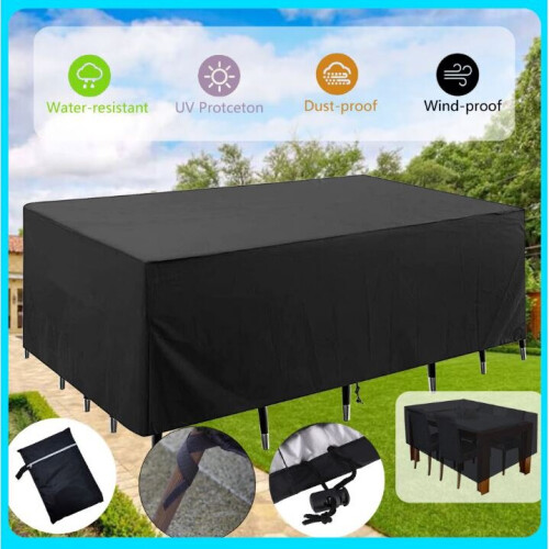 (120*60*90cm) Garden Furniture Cover  Waterproof, Windproof, Anti-UV, Heavy Duty Rip Proof 420D Oxford Fabric Patio Set Cover, Garden Table Cover, Rectangular