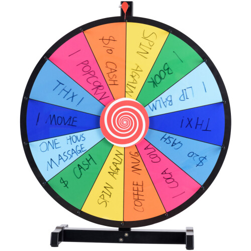 46CM Spinning Prize Wheel - 14 Slots Color Roulette Spinner with