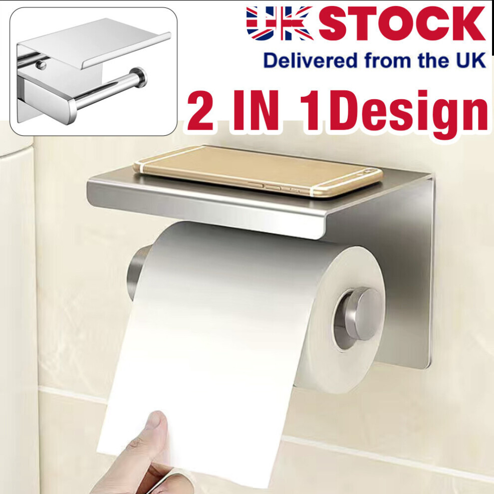 Czhong-Toilet Tissue Holder Roll Papers Stand Dispensers Wall Mounted Silver Blue