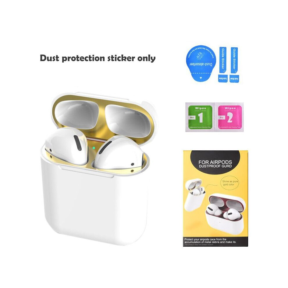 (, Airpods 2) Dust-Proof Scratchproof Sticker For Airpods 1/2/3 Guard Protective Earphone Film Gold 699038775020