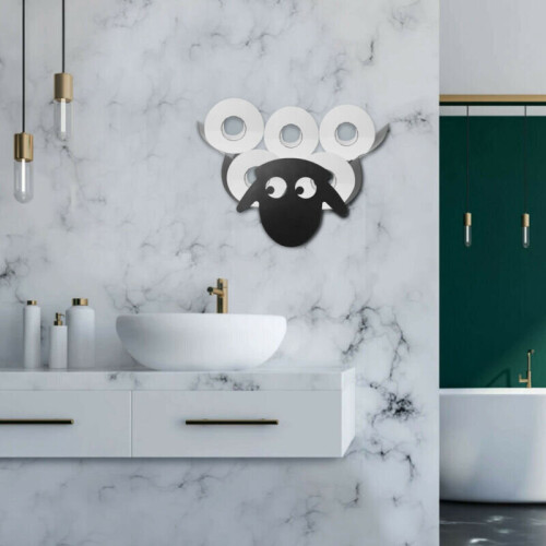 Sheep Style Toilet Roll Paper Storage Bathroom Wall Mount Metal Hold on