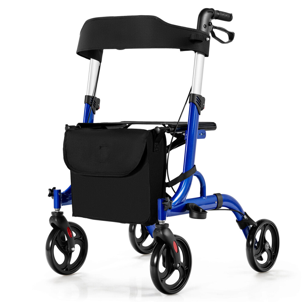 Gymax 2-In-1 Rollator Walker Foldable Aluminum Alloy Mobility Walking Aid