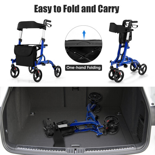Gymax 2-in-1 Rollator Walker Foldable Aluminum Alloy Mobility Walking Aid 1