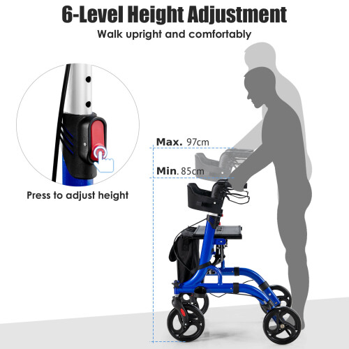 Gymax 2-in-1 Rollator Walker Foldable Aluminum Alloy Mobility Walking Aid 2