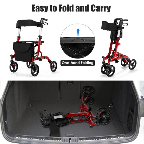 Gymax 2-in-1 Rollator Walker Foldable Aluminum Alloy Mobility Walking Aid 1