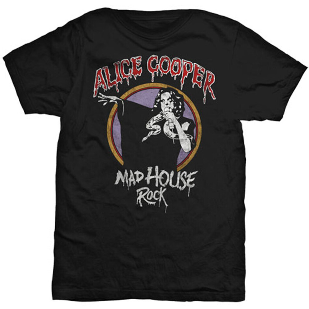 Alice Cooper 'Mad House Rock' (Black) T-Shirt (Large)