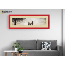 (Red With Ivory Mount, 26x12" Pic (30x16" Frame)) Panoramic Size Red Picture Frame Photo Frames With Multicolored Mounts Wall Hanging Frame