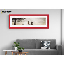 (Red With White Mount, 22x11" Pic (26x15" Frame)) Panoramic Size Red Picture Frame Photo Frames With Multicolored Mounts Wall Hanging Frame
