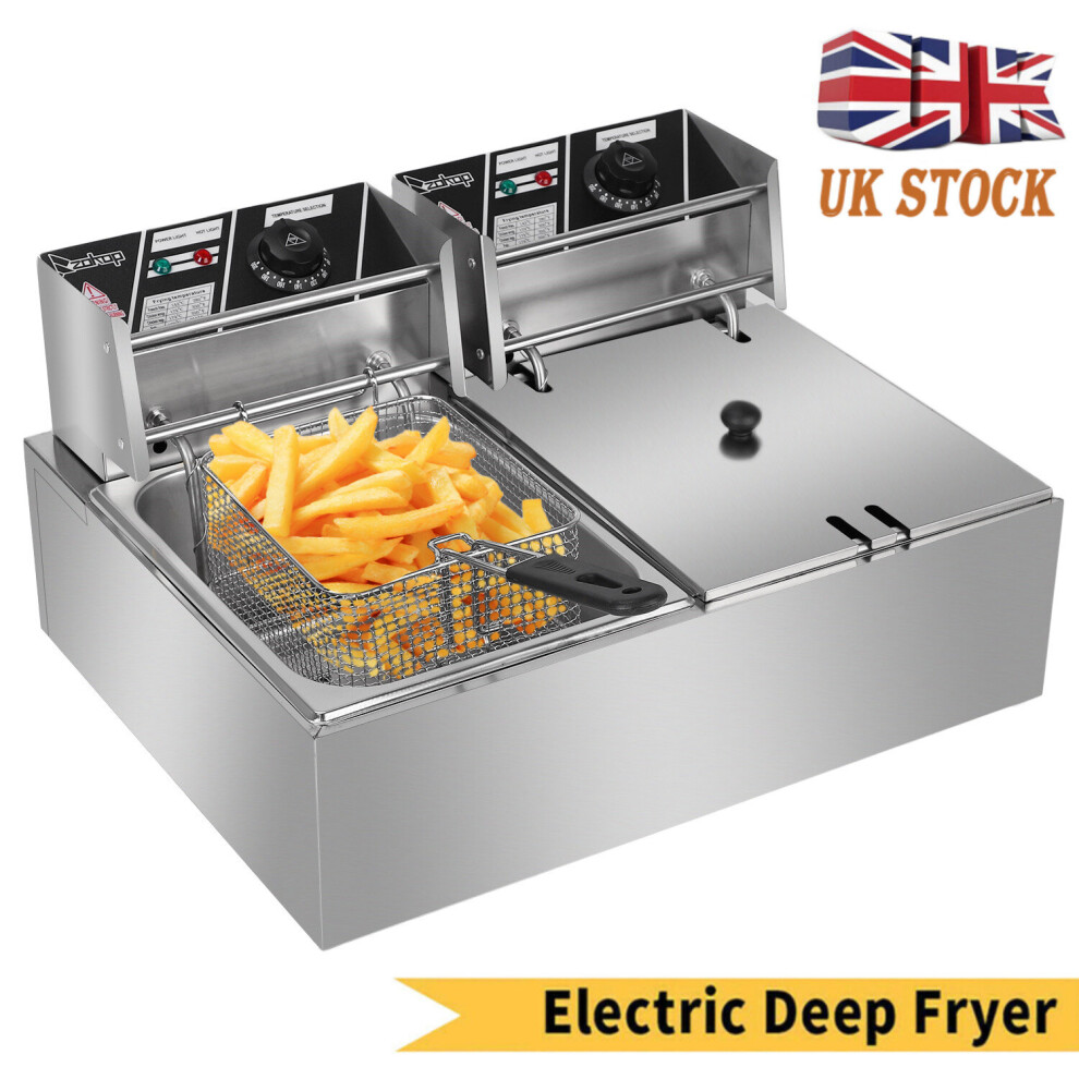 12L Electric Deep Fat Fryer Chip Double Oil Tank