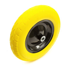 PU Metal Wheel & Tyre 3.50-8 Black / Yellow Wheelbarrow