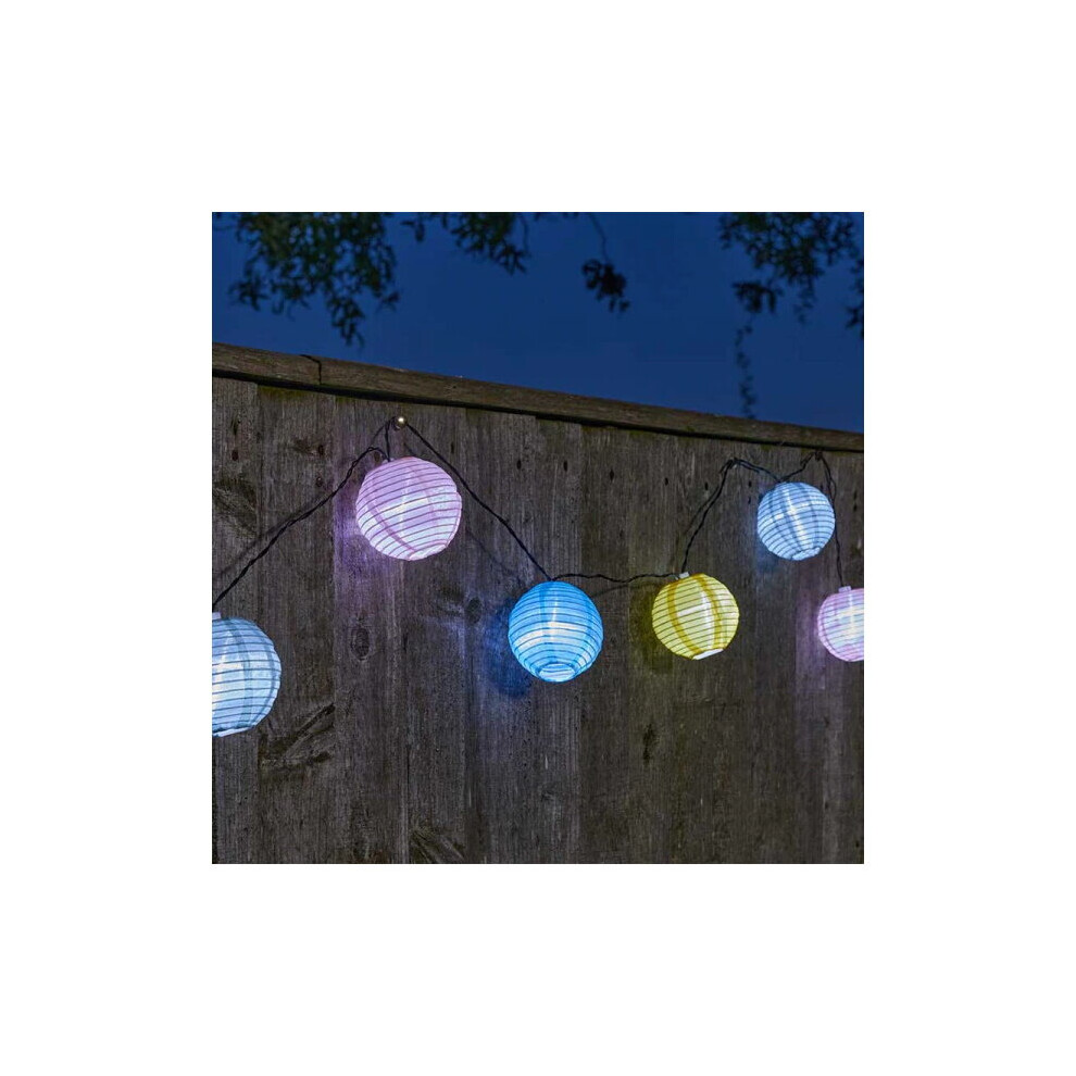 Smart Garden Outdoor Solar Powered 10 Chinese Lantern String Light LED