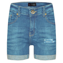 (13 Years, Light Blue) Kids Girls Denim Ripped Chino Bermuda Jeans Shorts