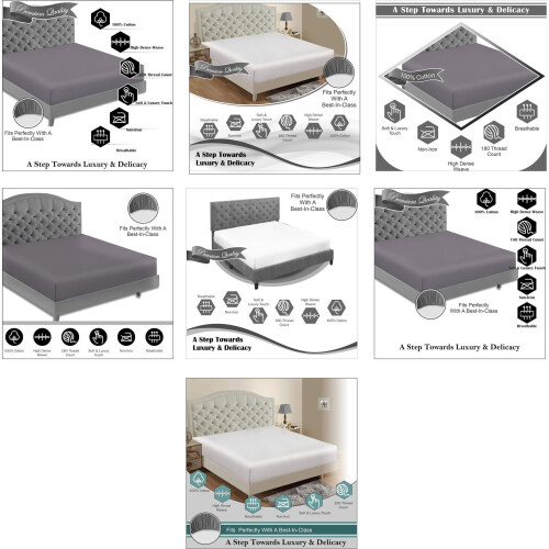 (King, Charcoal) Easy Iron Percale Fitted Cotton Sheet 2