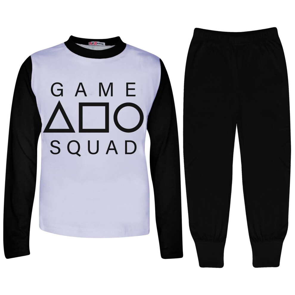 (11-12 Years, Black) Unisex Black Game Squad Cosplay Pyjamas Set 2-13