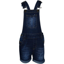 (13 Years, Dark Blue) Girls Dungaree Shorts Denim Ripped Stretch Jeans