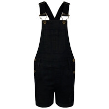 (3-4 Years, Black) Girls Dungaree Shorts Denim Ripped Stretch Jeans