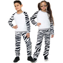 (11-12 Years, Zebra) Girls Boys Zebra Print Sleeve Pyjamas Sleepsuit