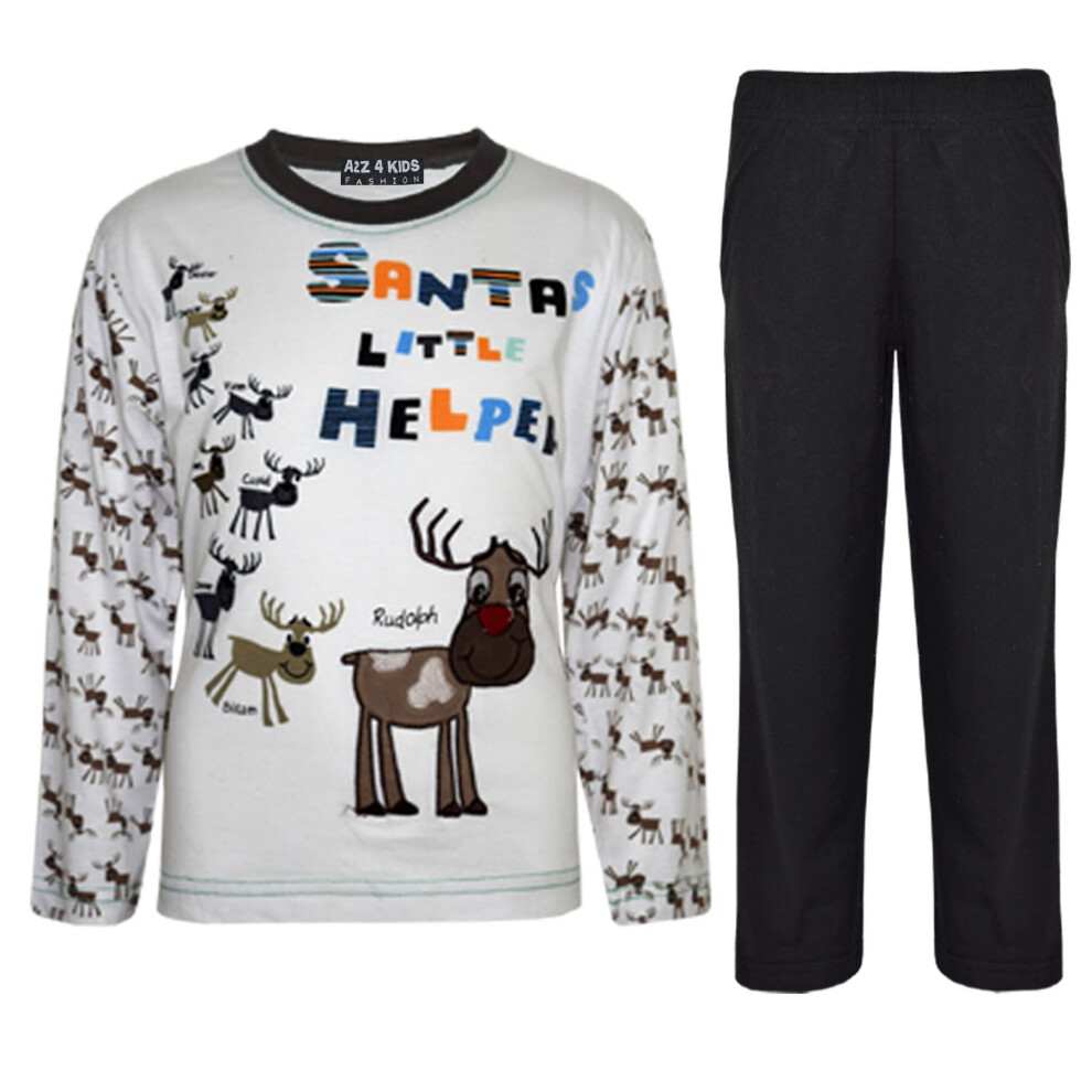 (5-6 Years, Black) Girls Boys Christmas Pyjamas Reindeer Rudolph PJ's