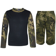 (5-6 Years, Camo Green) Unisex Camo Green T Shirt & Shorts Outfit Sets