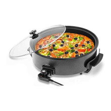 Bredeco BCPP 40-9 Electric Frying Pan Multi Cooker with Lid (Ø 40 cm, 1400 W, 100-250 C, 9 cm High, Teflon) Black