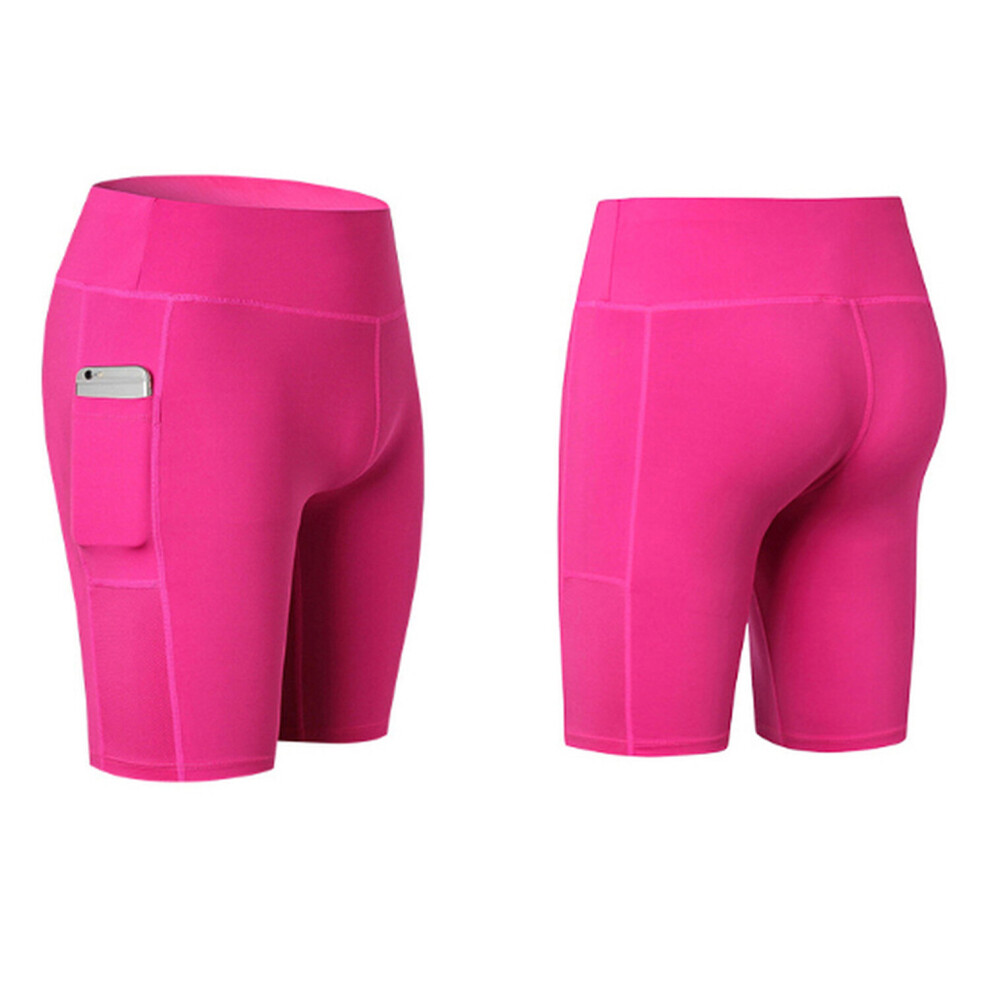 (Pink, XL (UK 10-12)) Women's Exercise and Yoga Shorts with Pockets