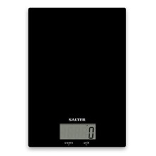 Salter Ultra Slim Digital Kitchen Scales - Stylish Black Glass Easy to Clean Platform, Electronic Cooking Food Weighing for Home, Weigh up t