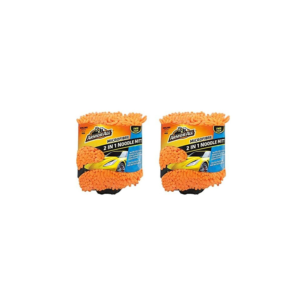 Armor All Microfibre Noodle Car Wash Mitt, Easy To Use Car Washing Supplies, Drying Towel For Car Cleaning Supplies - 2 Count 5020144228110