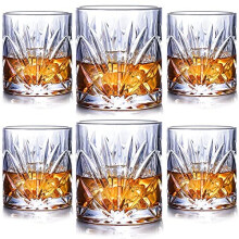 Whiskey Glass Set of 6,Whisky Tumblers 300ml Crystal Glasses Cups, Lead Free Scotch Bourbon Drinkware