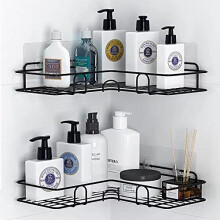 RCQD Corner Shower Caddy with Hooks/Soap Tray, Bathroom Storage Organizer,Wall Mounted Bathroom Shelf with Adhesive,shower shelf for Toilet, Dorm