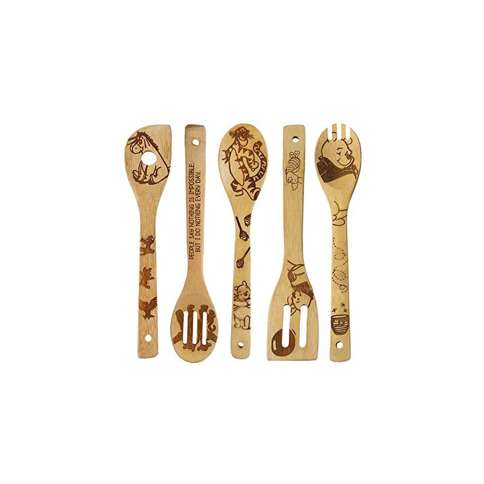 Futerly Nightmare Before Christmas Wooden Spoons Cooking & Serving Utensils Set - Natural Burned Wooden Spoon Slotted Kitchen Utensil Fun Gifts Idea