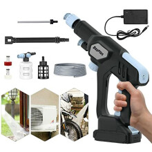 Cordless Jet Wash Power Washer 21V Electric Cordless Pressure Washer 30Bar High Pressure Cleaner with 3 Nozzles Extension Lance 5M Hose Idea