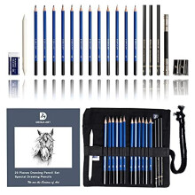 Drawing Pencils and Sketch Set Professional 20 Pieces Drawing and Sketching Pencil Set with Portable Bag Sketch Pencils Drawing Art Tool Kit (Blu